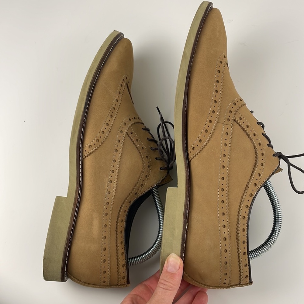 Gordon Rush | Leather Tan Lace Up Wingtip Oxford Academia Formal Shoes 10.5 - Picture 8 of 10
